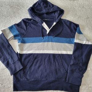 American Eagle Outfitters Striped Hoodie Pull Over Shirt M EUC 100%Cotton Y2K